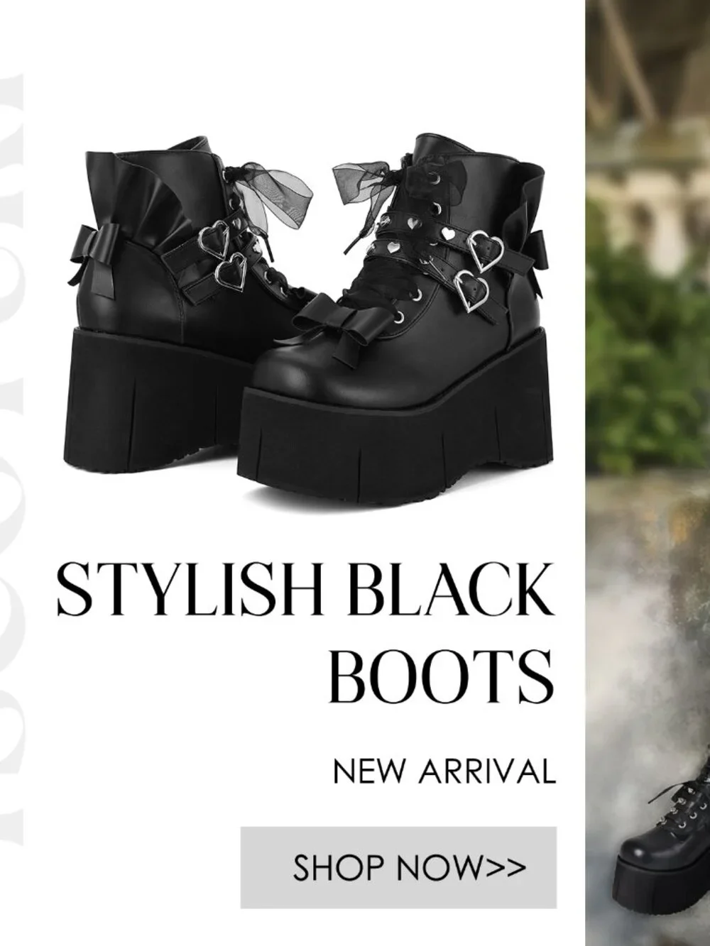 Chunky High Heel Platform Ankle Boots Goth Round Toe Lace Up Combat Wedge